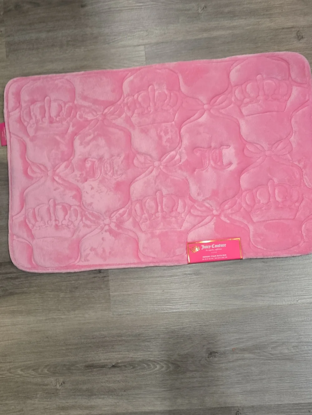Juicy Couture Home Bow Lattice Quilted Memory Foam Bath Rug- Pink